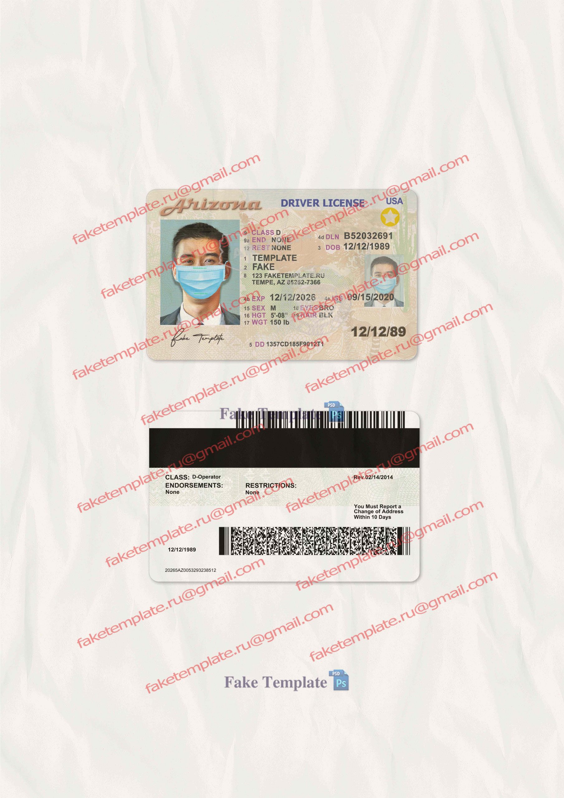 arizona-driver-license-template-02 blank arkansas drivers license template