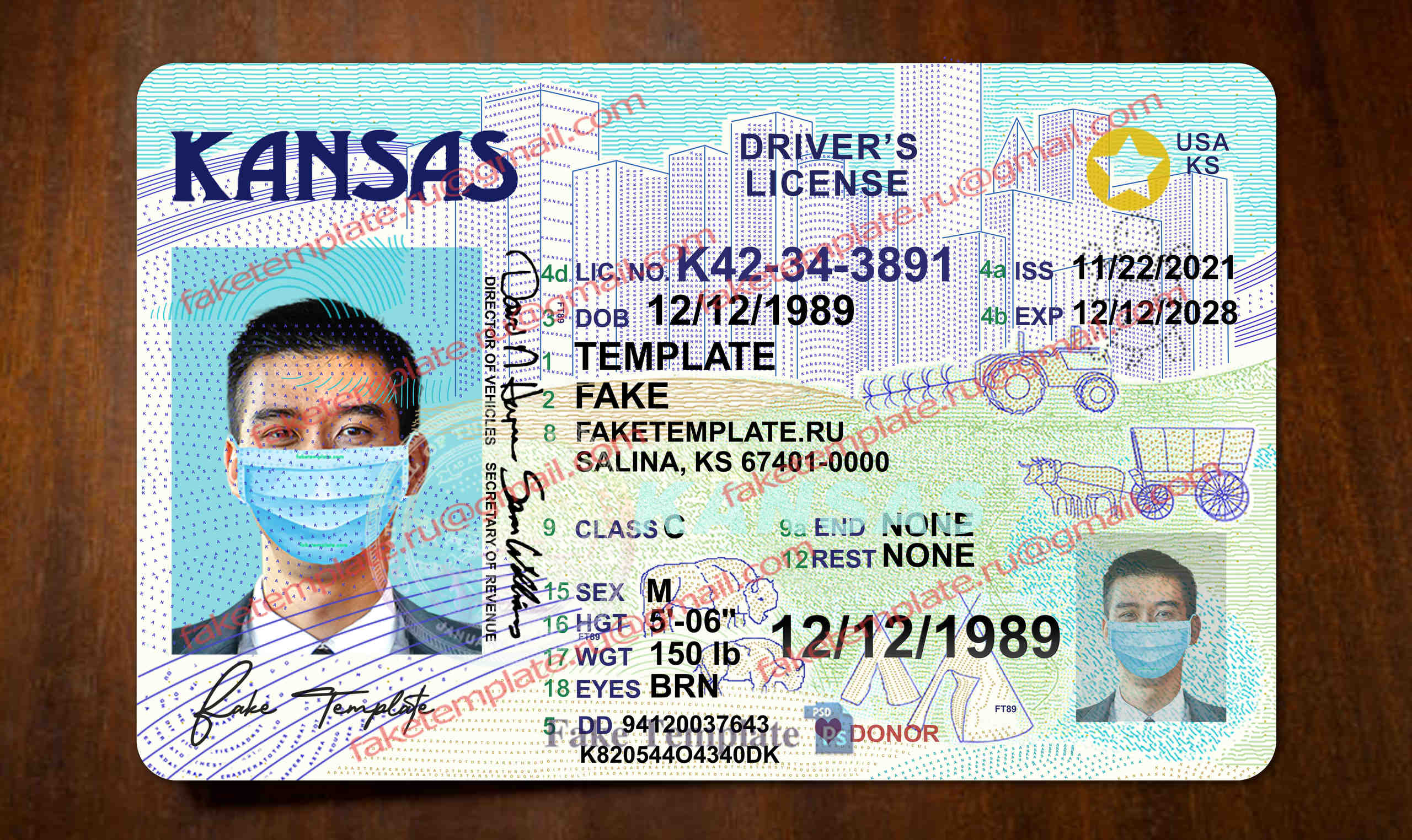 kansas drivers license template