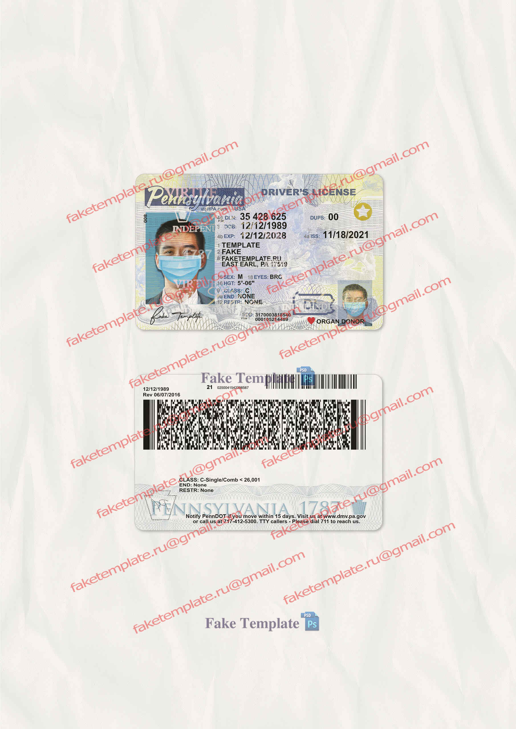 pennsylvania drivers license fake