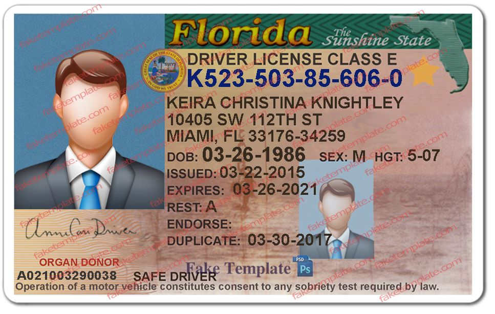 Fake Florida Driver License florida-driver-license-template-01