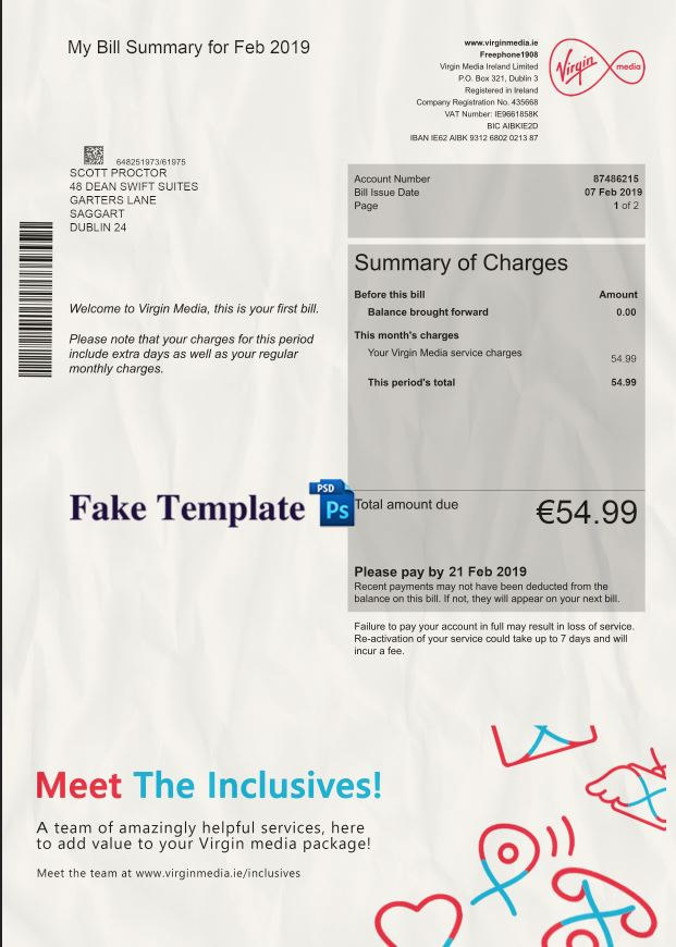 Ireland Utility Bill Psd ireland-utility-bill-psd-template-01