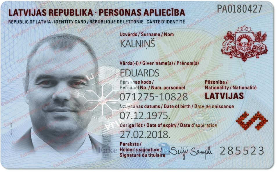Latvia ID Card Template Latvia ID Card Template