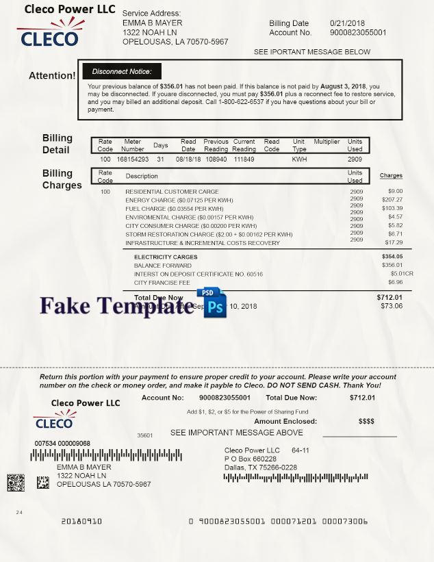 Louisiana Utility Bill Psd louisiana-utility-bill-psd-template-01