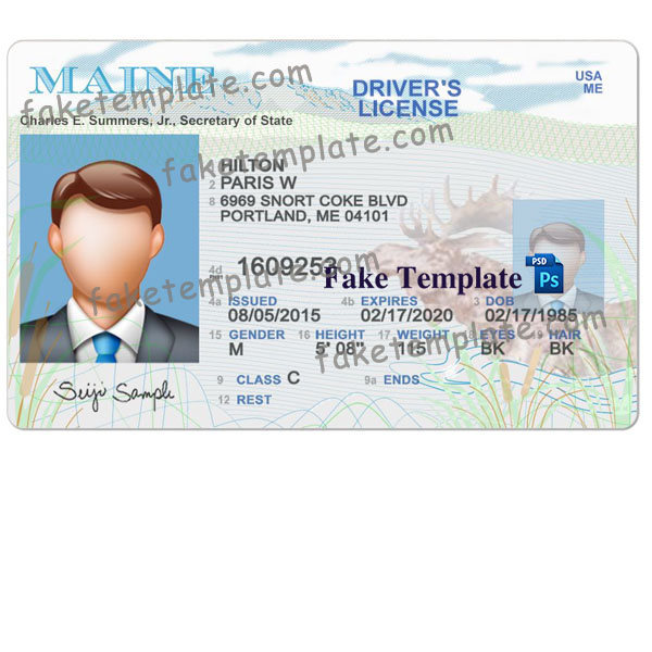 Maine Driver Licence Template maine-driver-licence-template-01