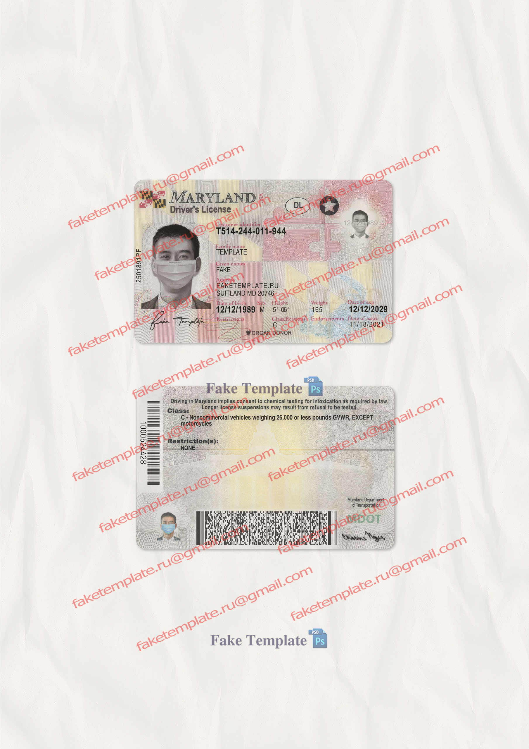 maryland drivers license template maryland drivers license template