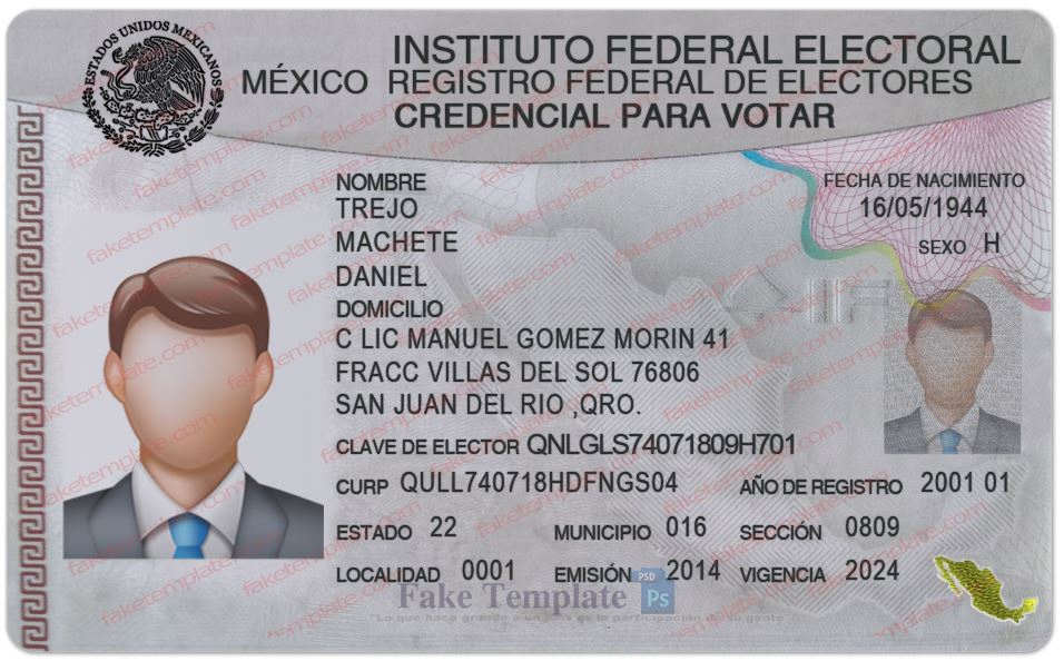 Mexico ID Card Template Mexico ID Card Template