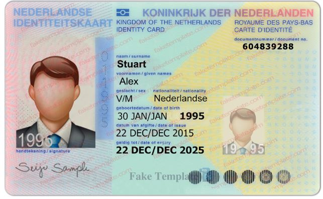 Netherlands ID Card Template Netherlands ID Card Template