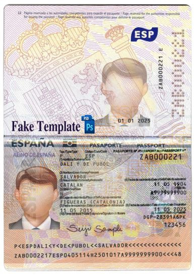 Spain Passport Template Psd Spain Passport Template Psd V2