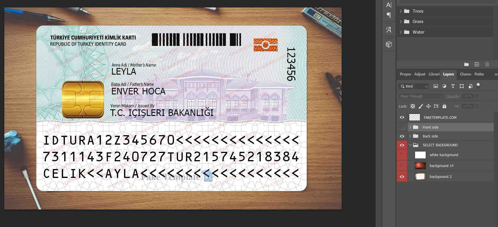 turkey-id-card-template-03 turkey-id-card-template-03