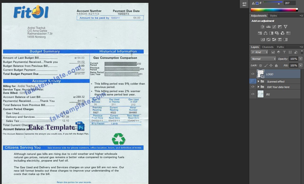 Sweden Utility Bill Template 2