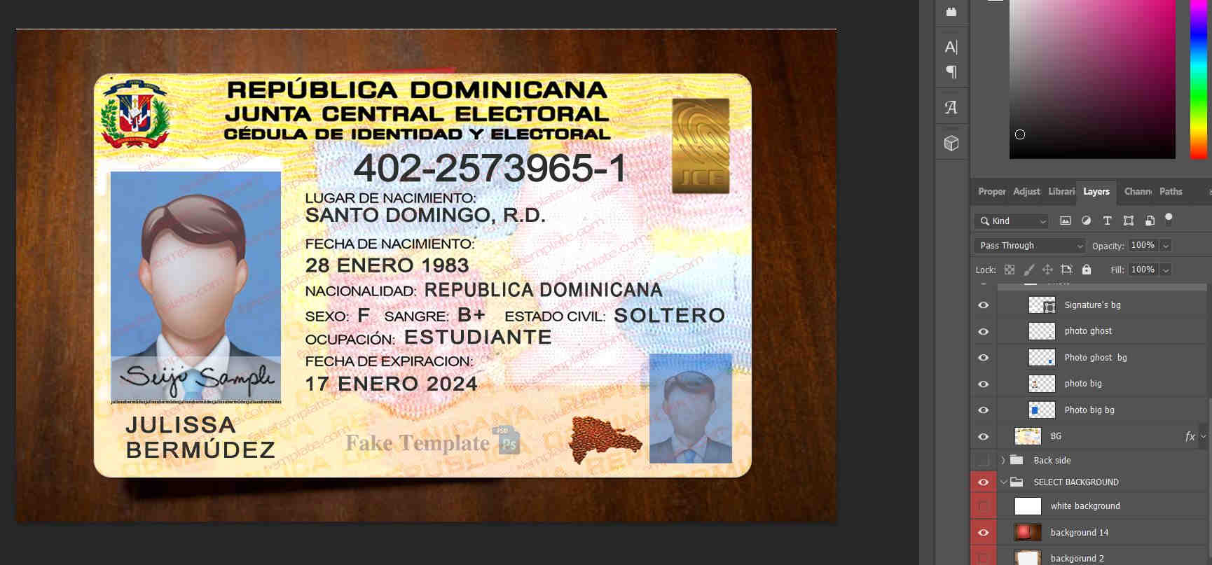 dominican-republic-id-card-template-02 dominican-republic-id-card-template-02
