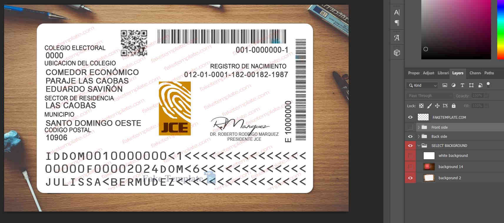 dominican-republic-id-card-template-03 dominican-republic-id-card-template-03