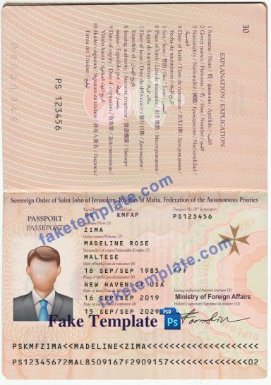 Malta Passport Template psd Malta Passport Template psd