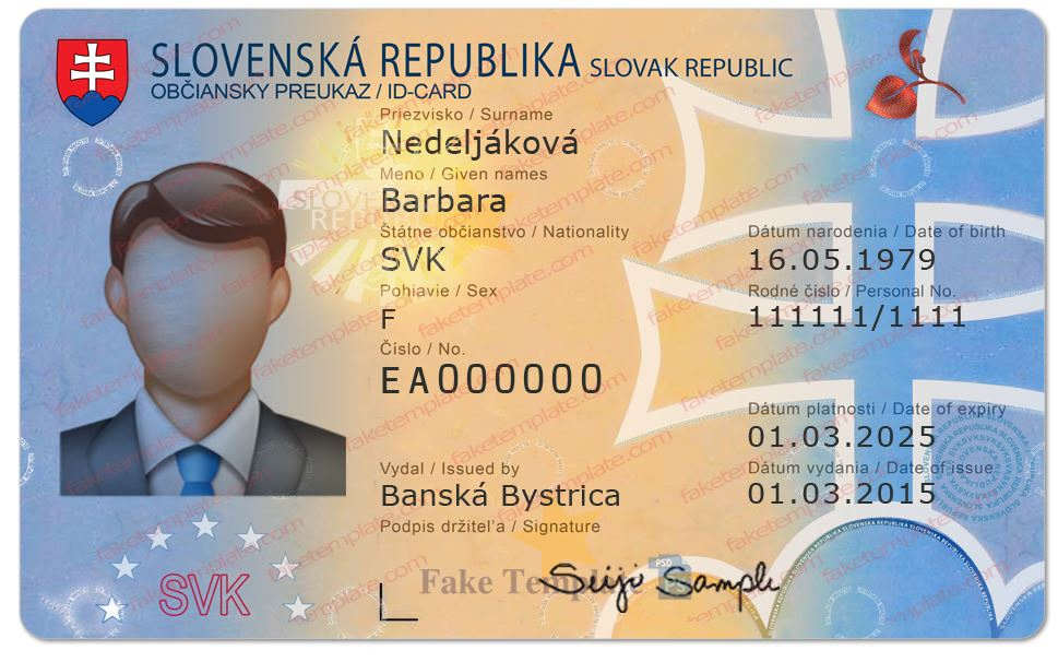 Slovakia ID Card Template Slovakia ID Card Template