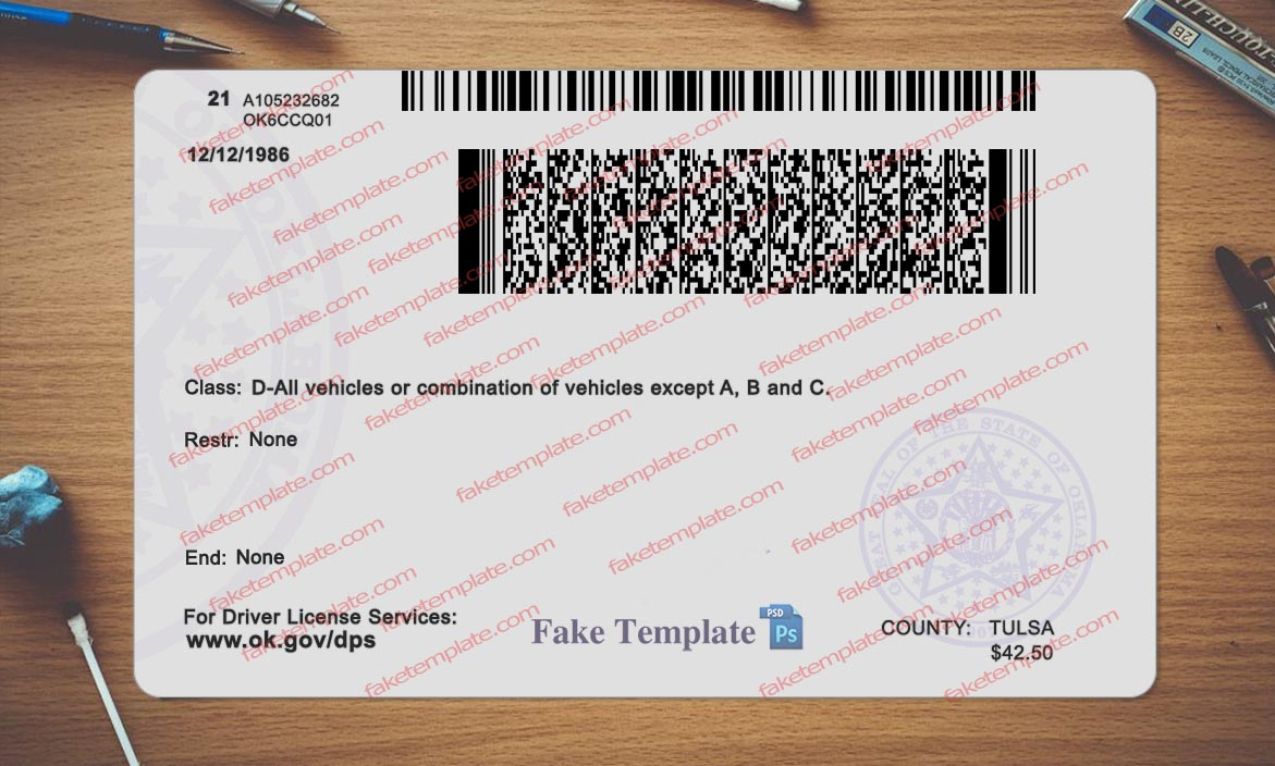 oklahoma drivers license back oklahoma drivers license back