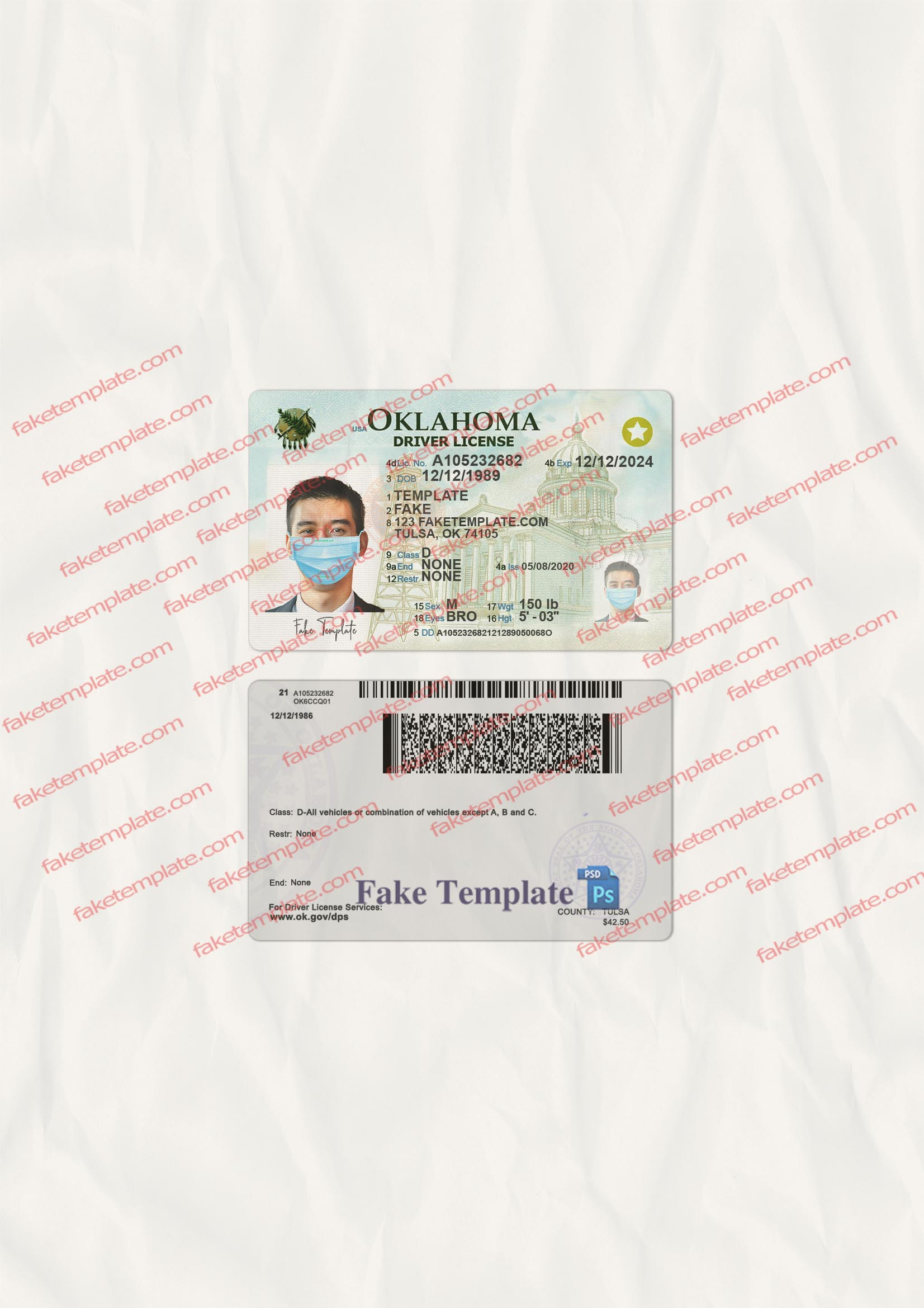 oklahoma-drivers-license-template-11 oklahoma driver's license front and back