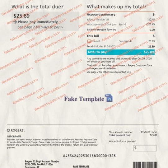 canada utility bill psd