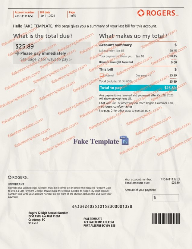 fake canada utility bill canada utility bill psd