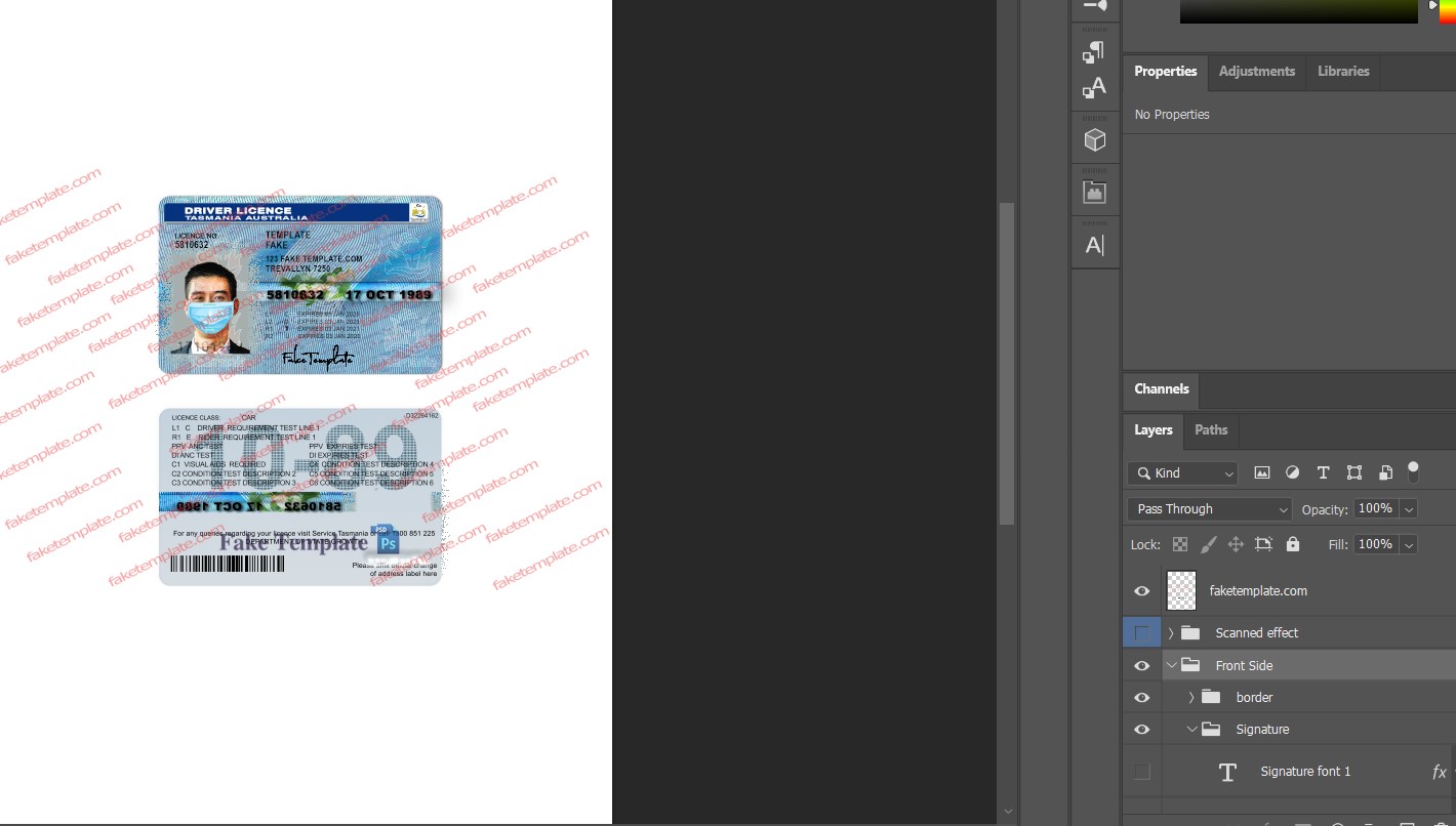 blank drivers license template australia