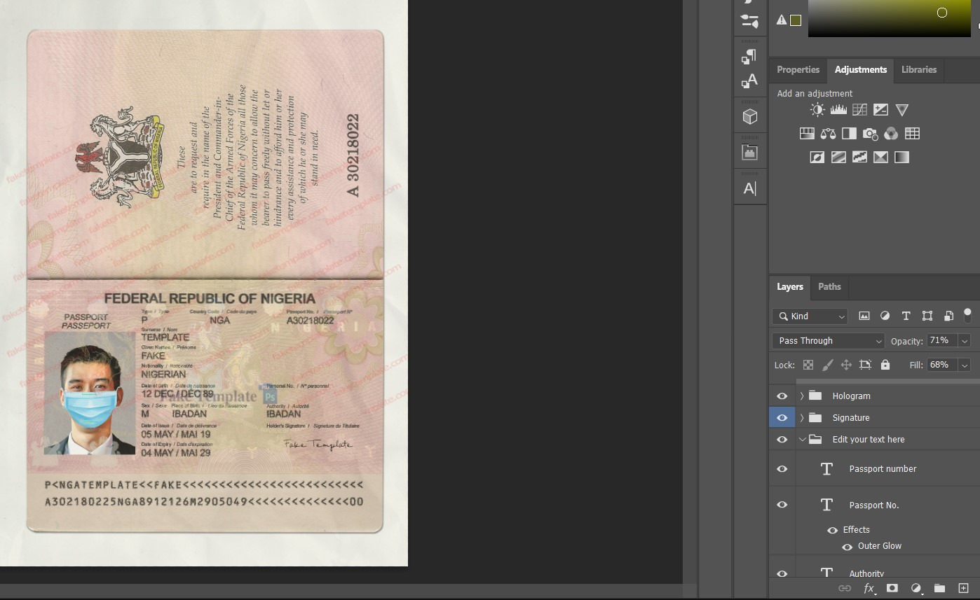 nigeria-passport-template-02 nigeria passport psd