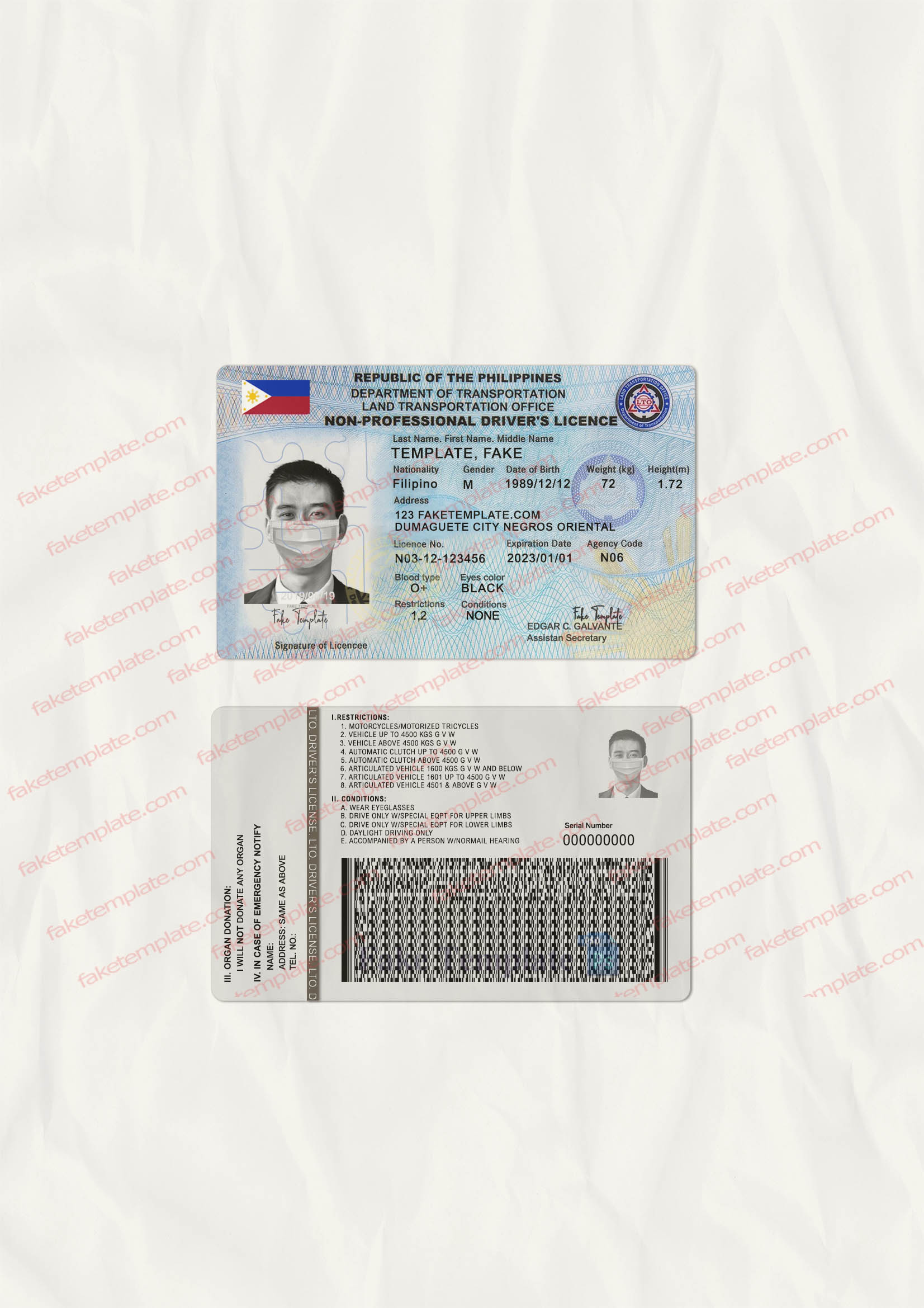 philippines drivers license template philippines driving license