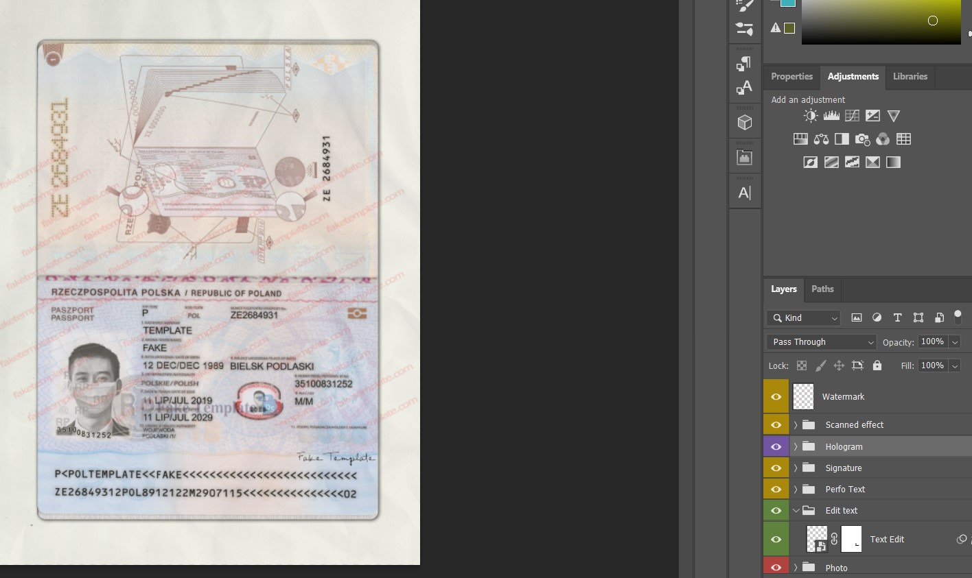 polish passport psd