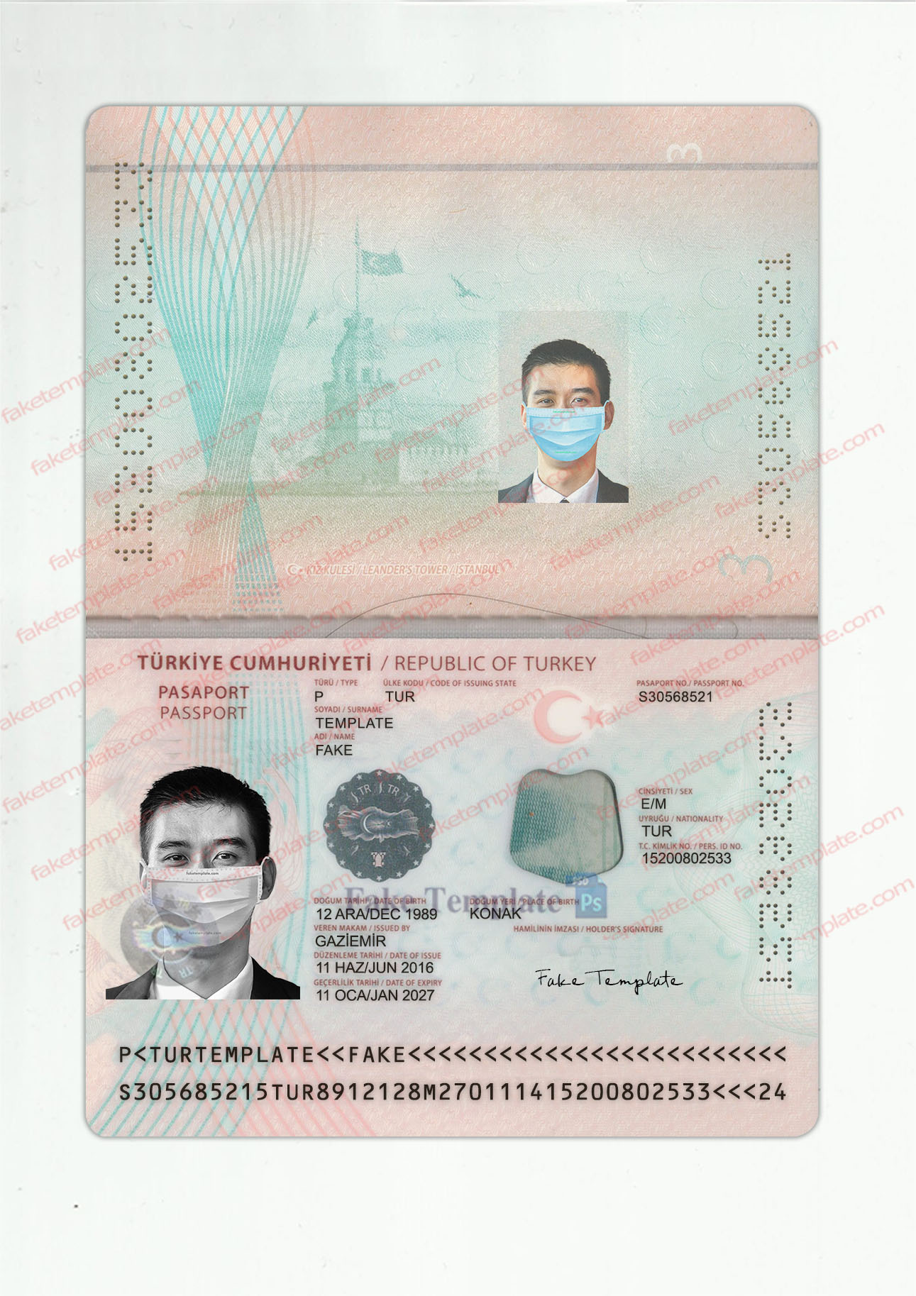 turkey passport psd