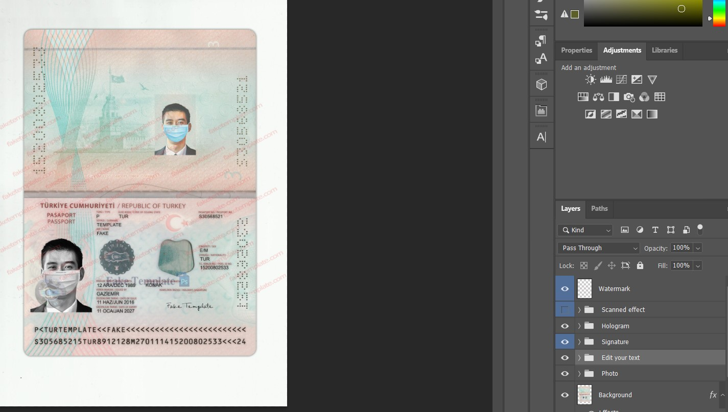 turkey passport template