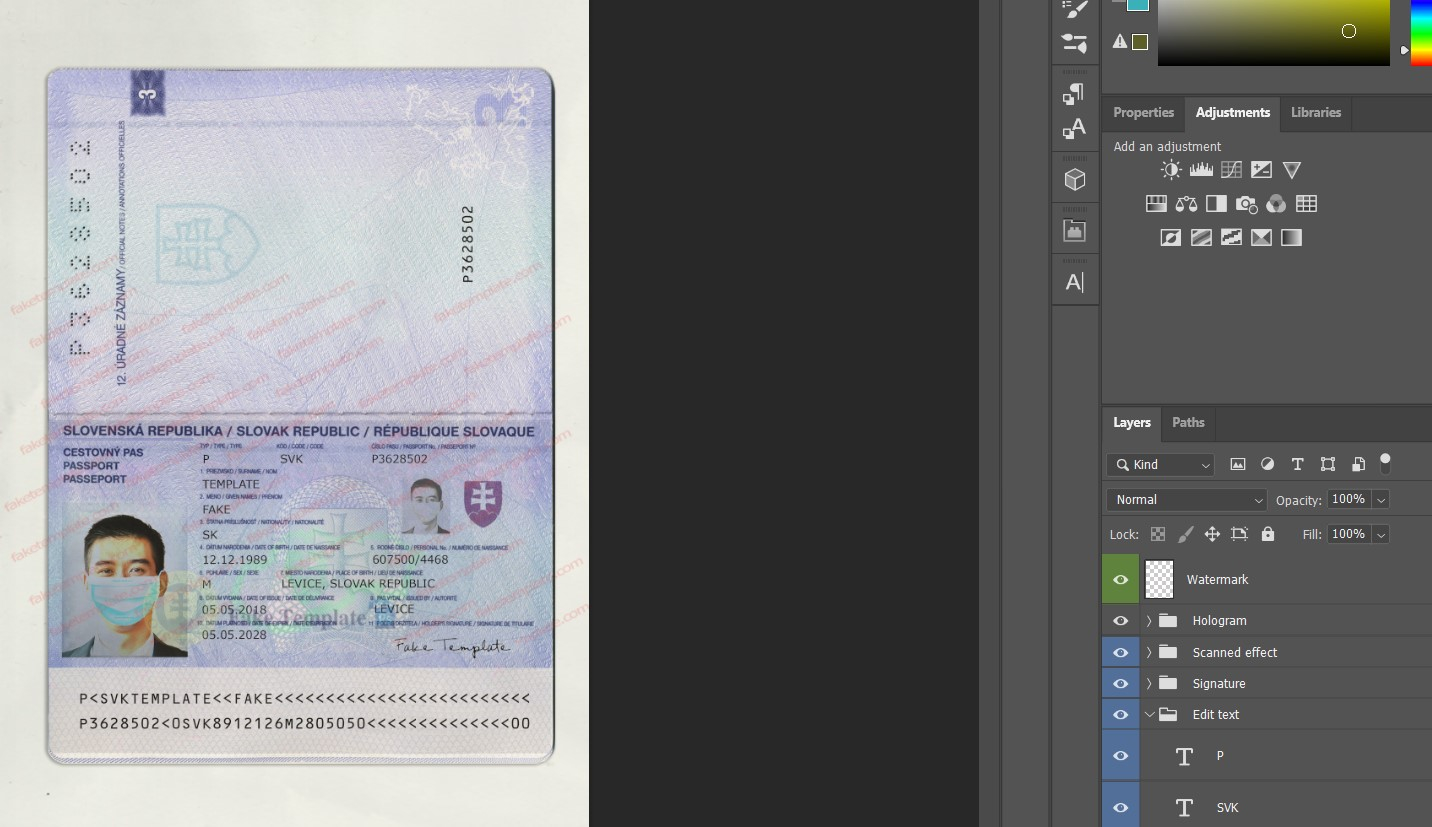 slovakia passport psd
