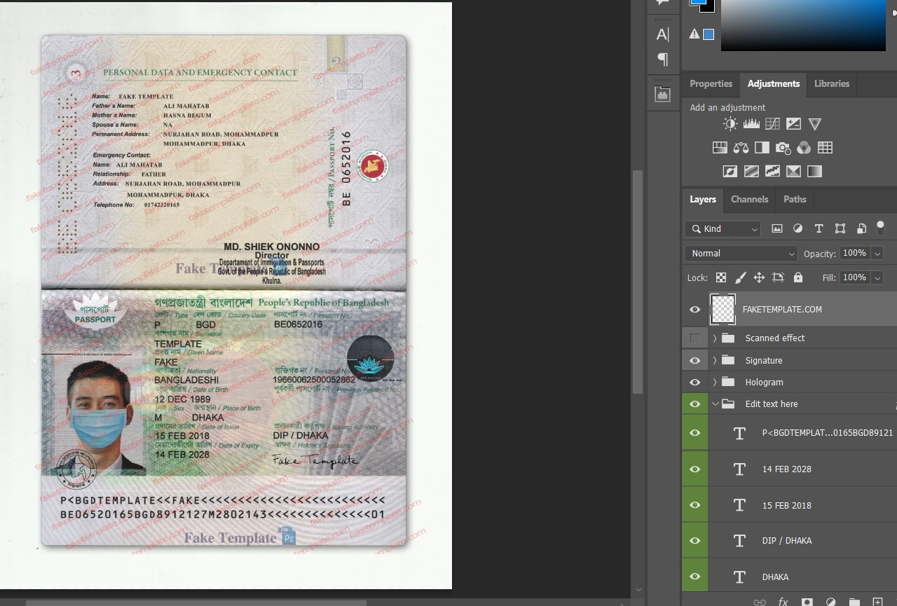bangladesh passport psd