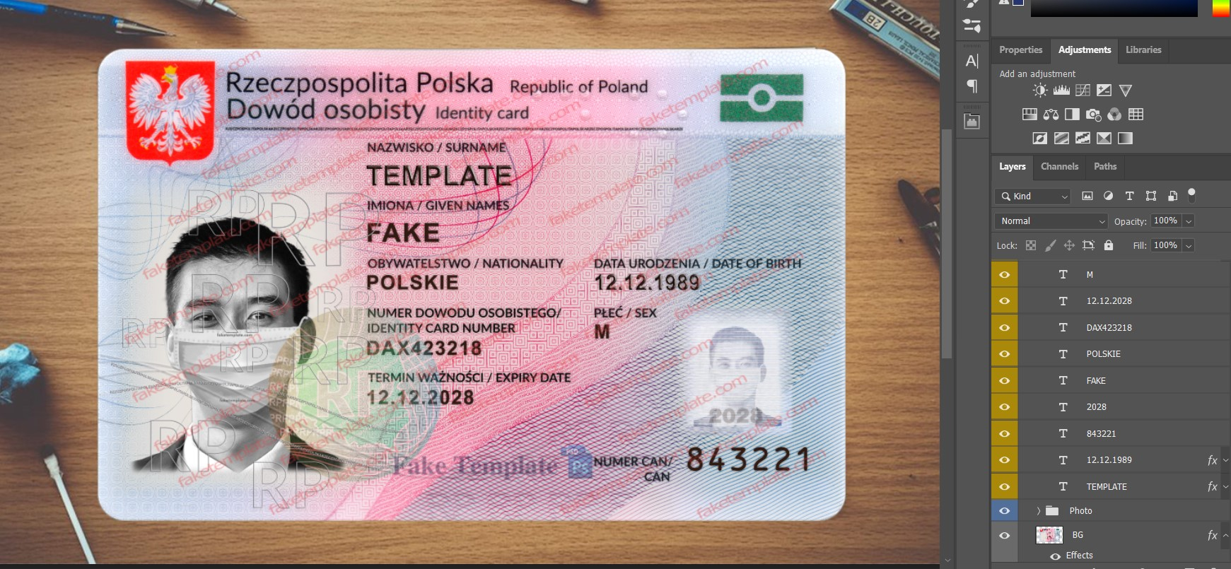 polish id card template