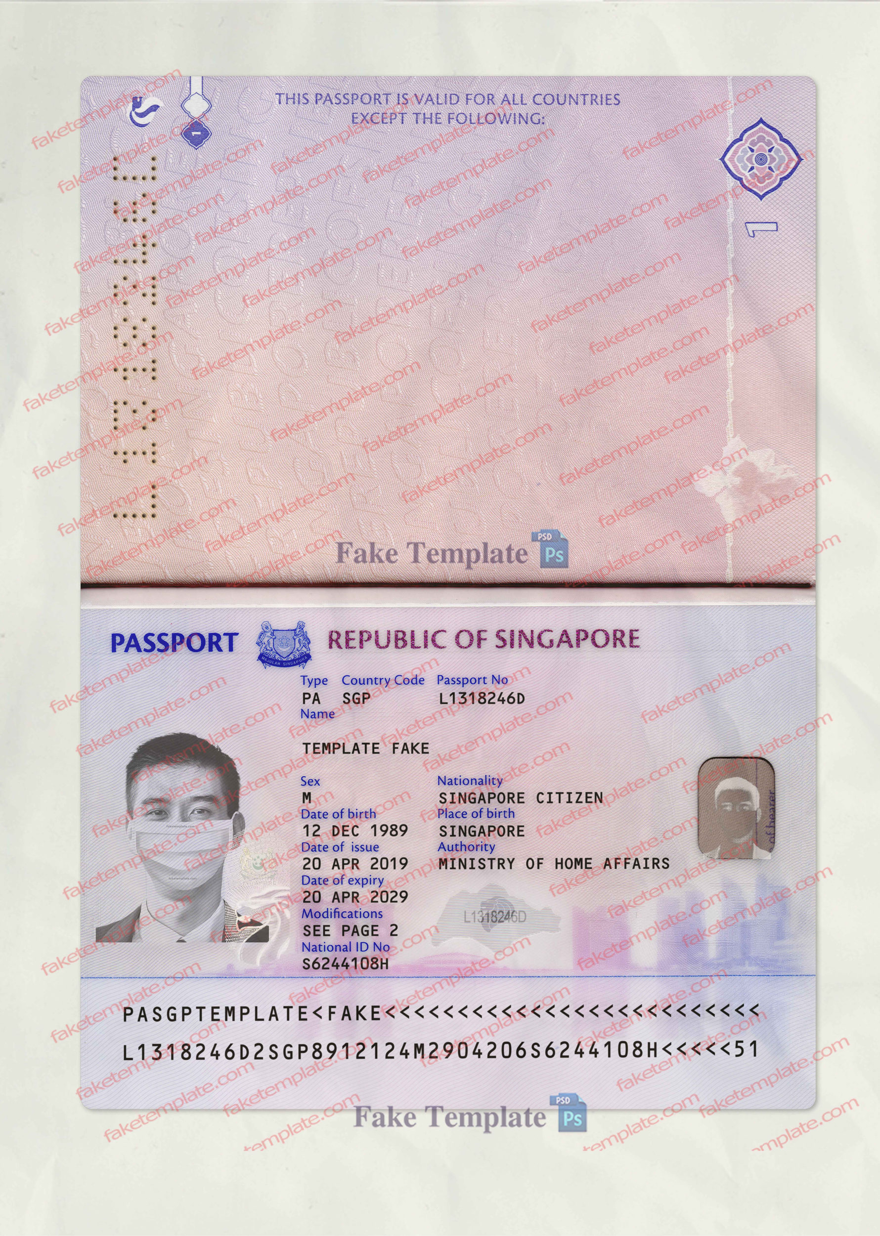 singapore passport psd free
