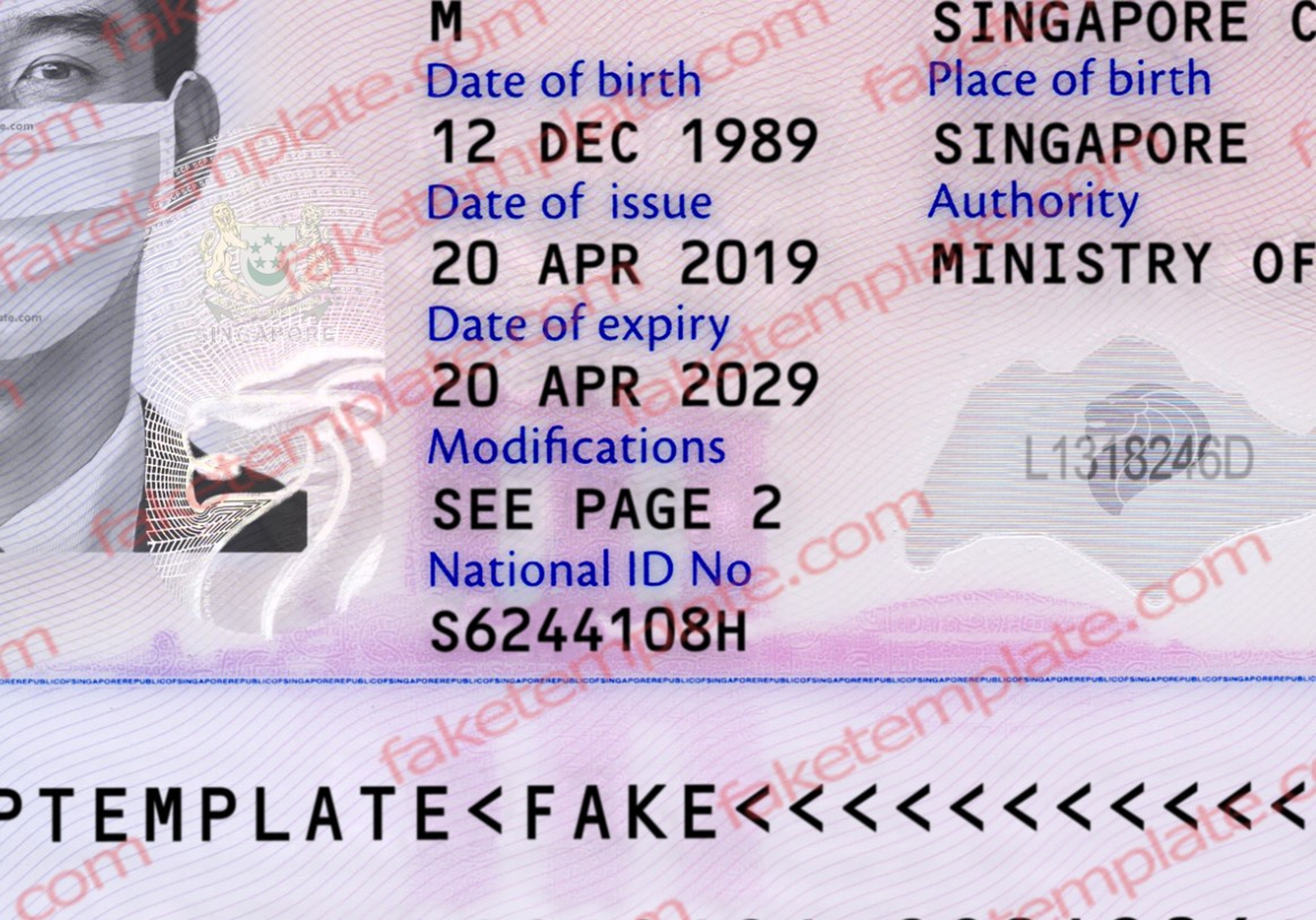 singapore passport template