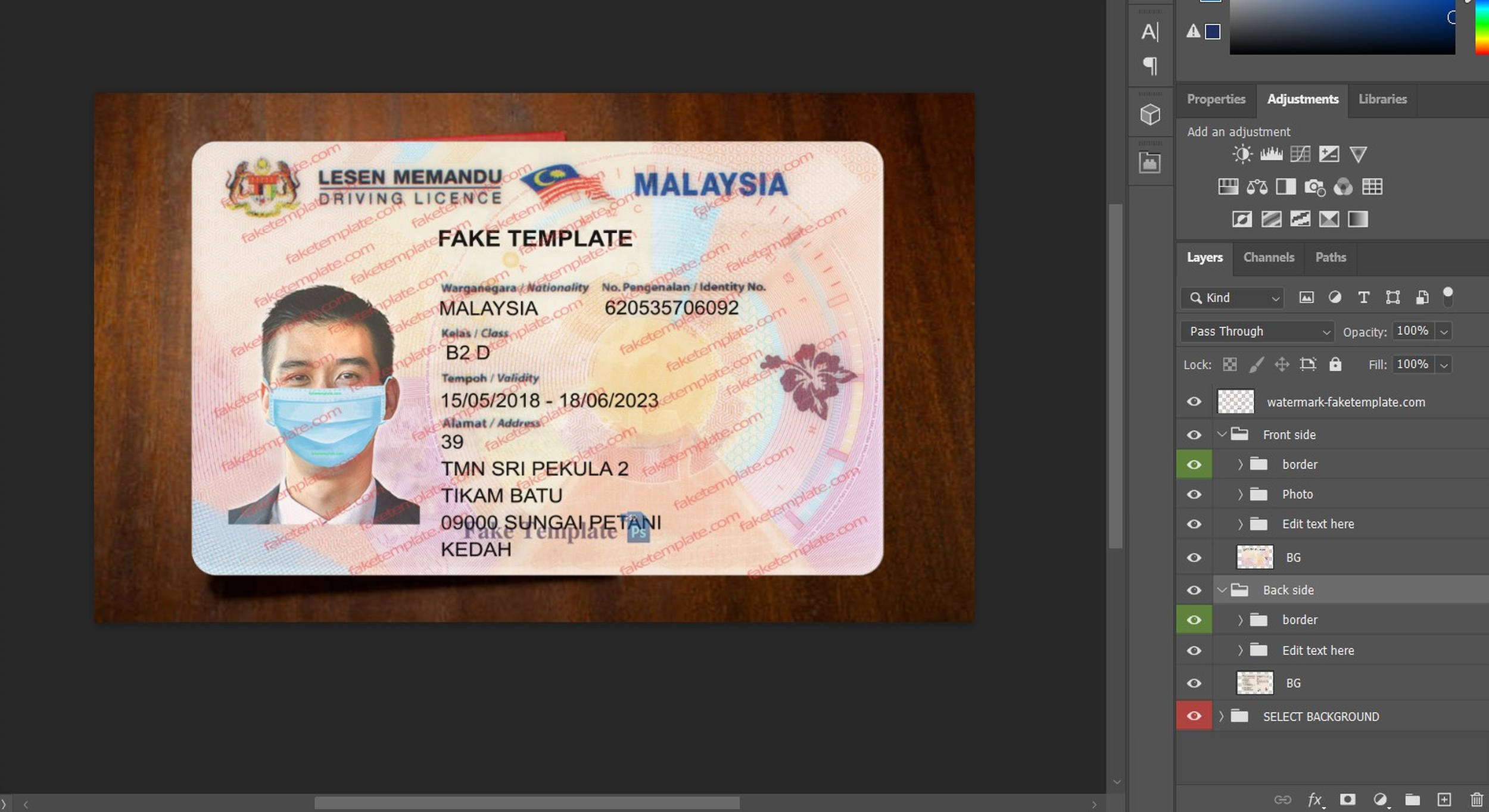 malaysia drivers license psd