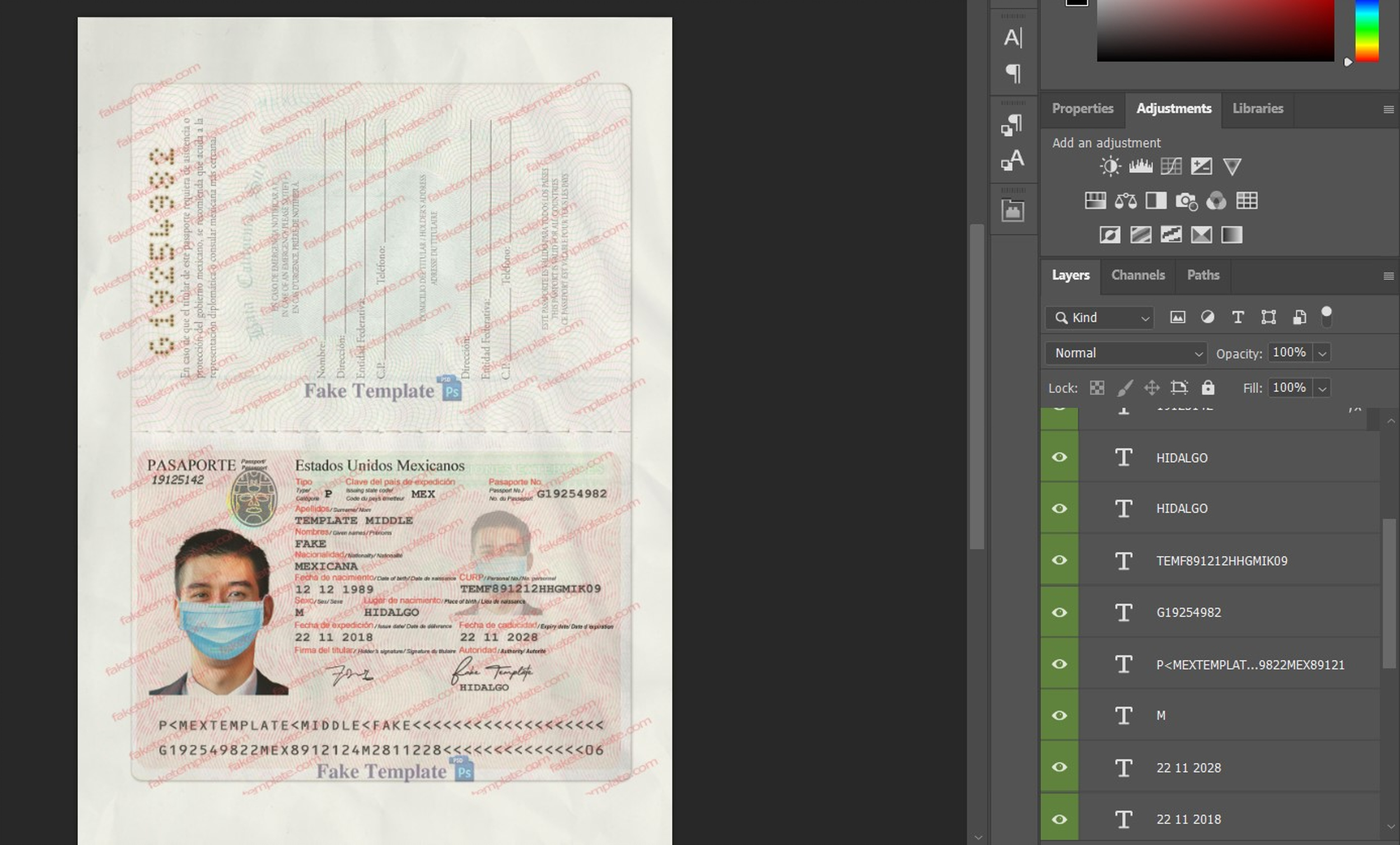 mexico passport template