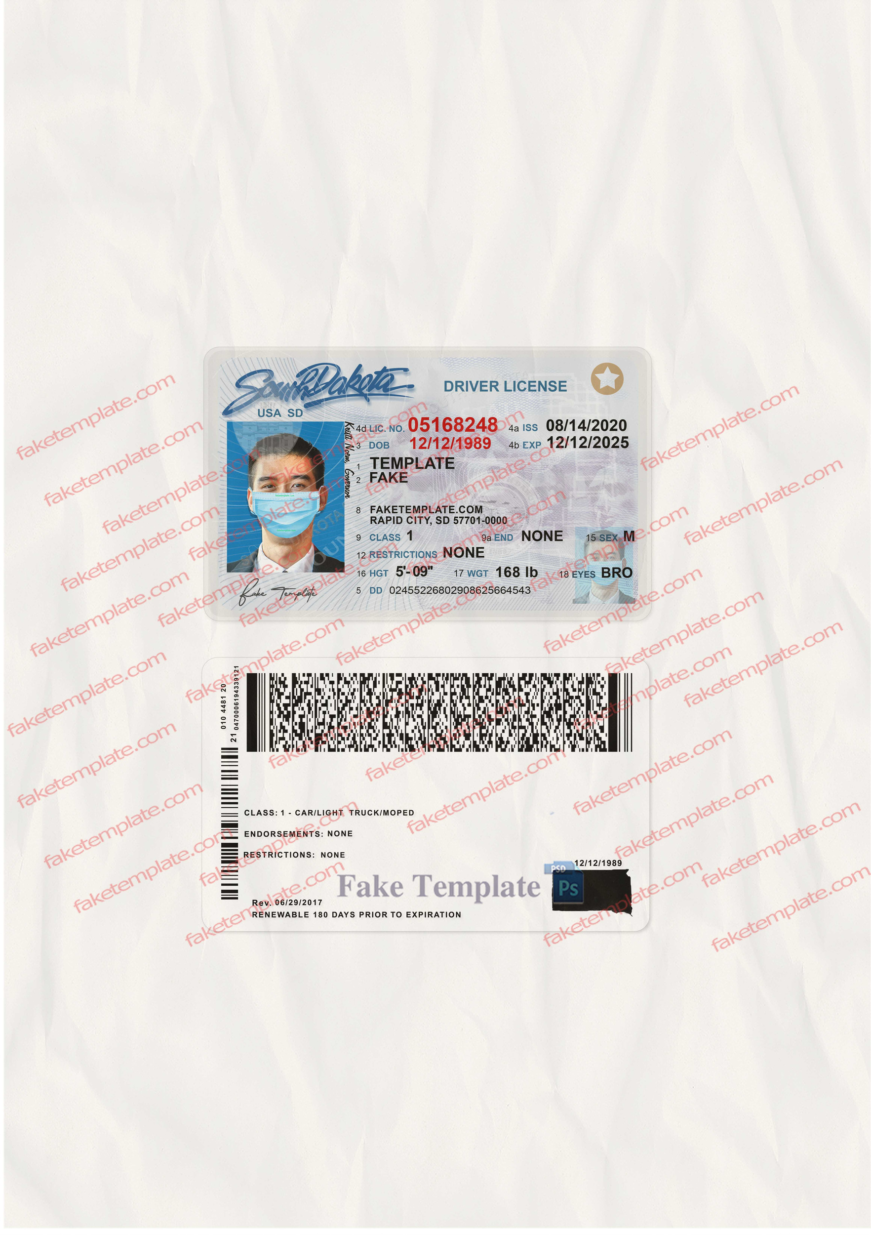 sd driver license template south dakota driver license template
