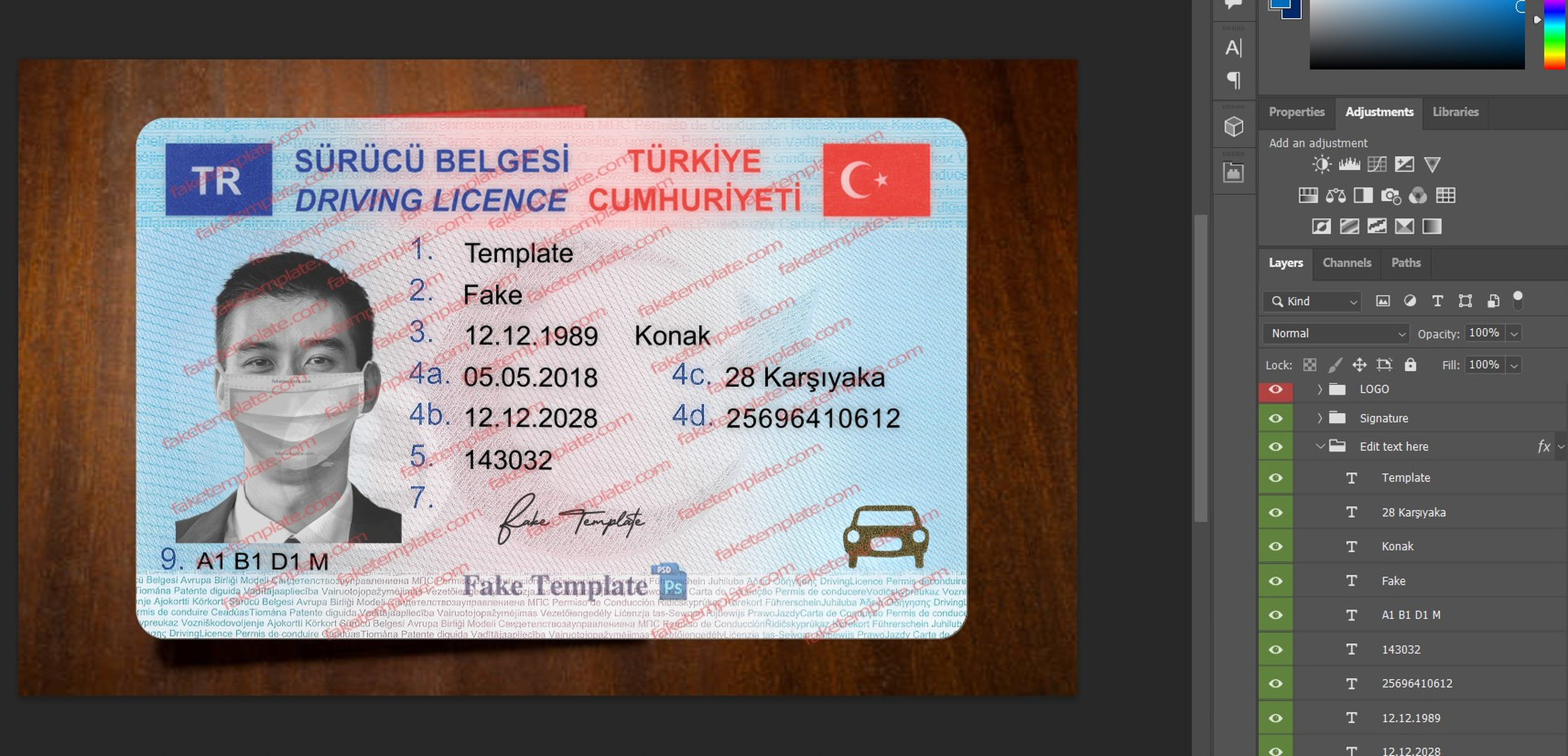 turkey driver license template