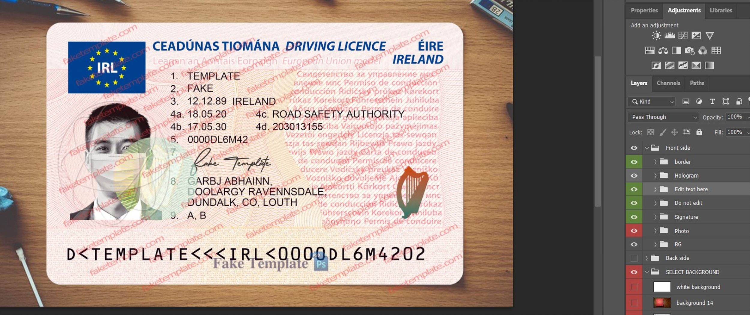 fake ireland driver license ireland drivers license psd