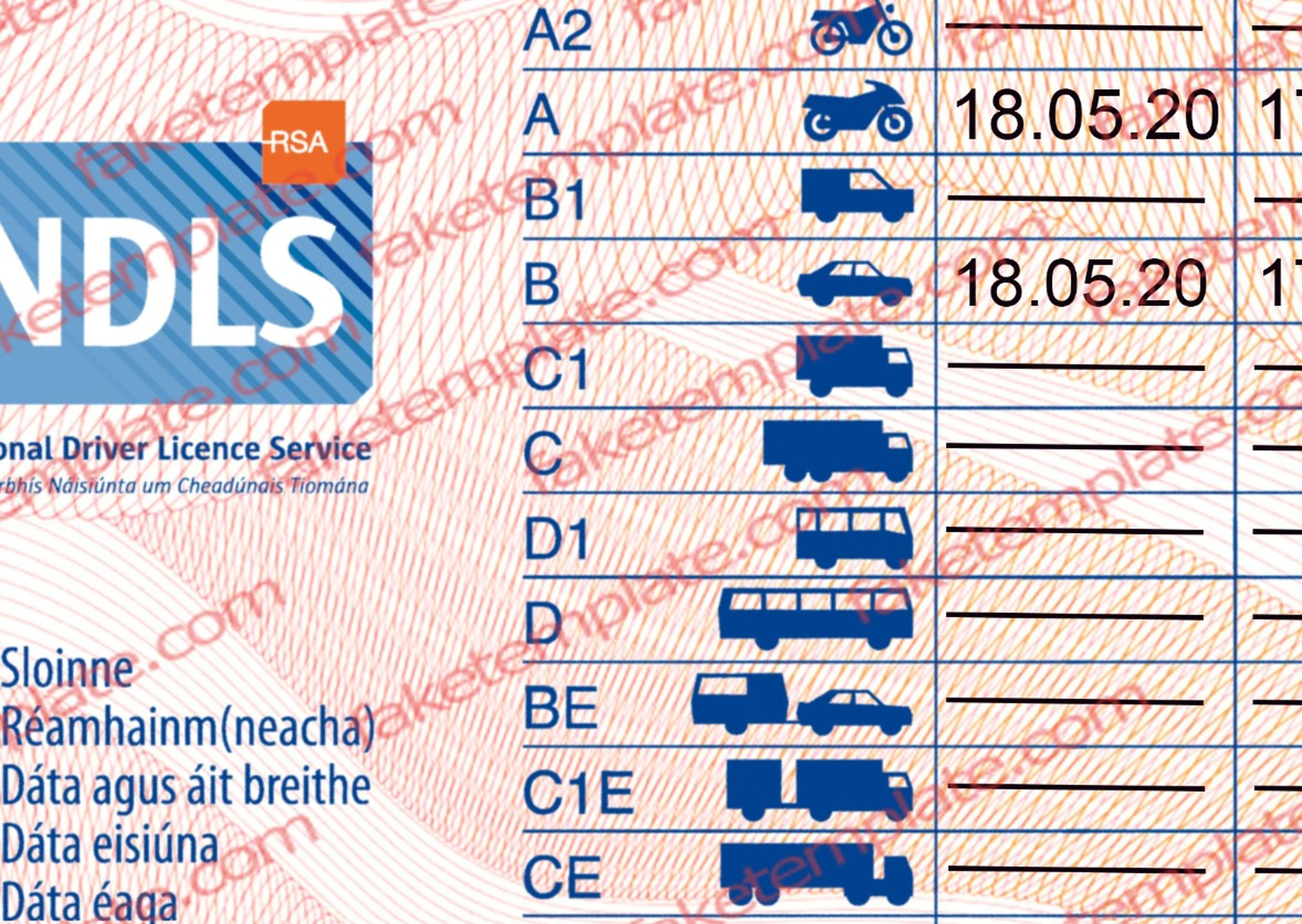 back of ireland driver license ireland driver license psd