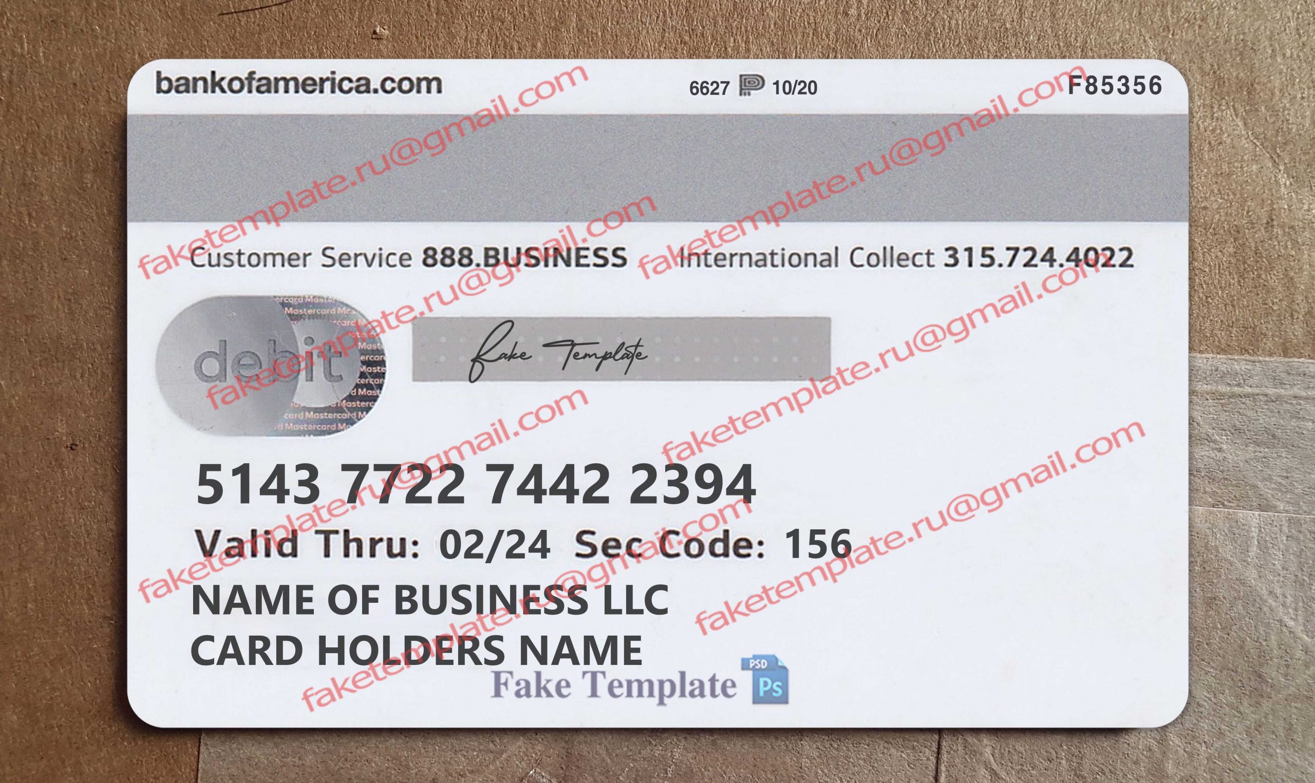 boa business debit template back