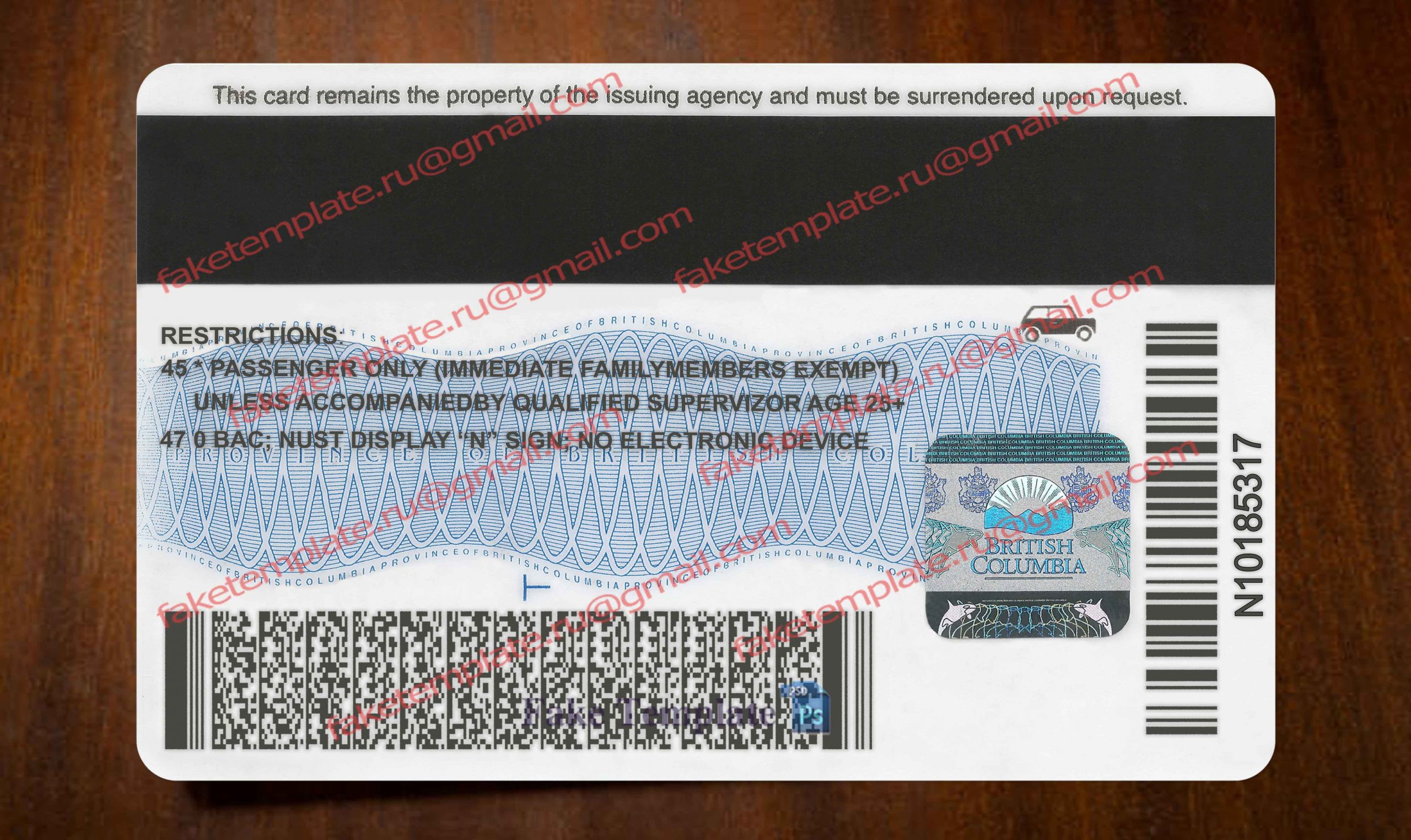 british columbia driver license back