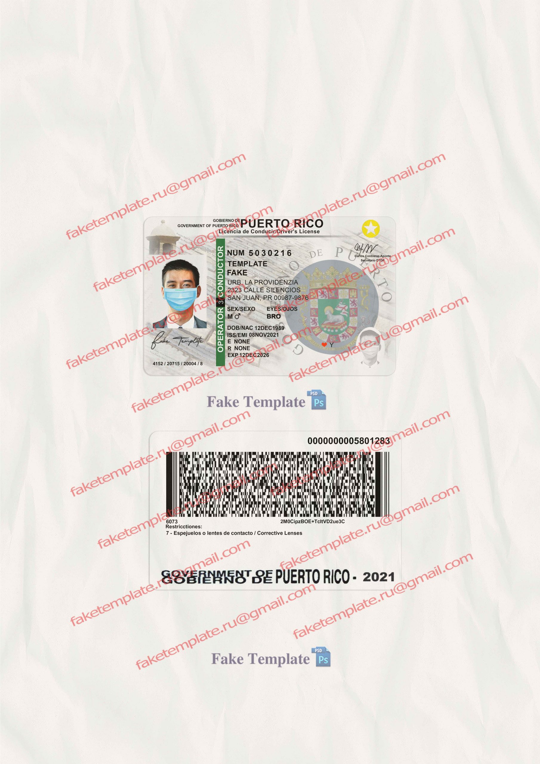 blank puerto rico driver license 02 fake puerto rico driver's license